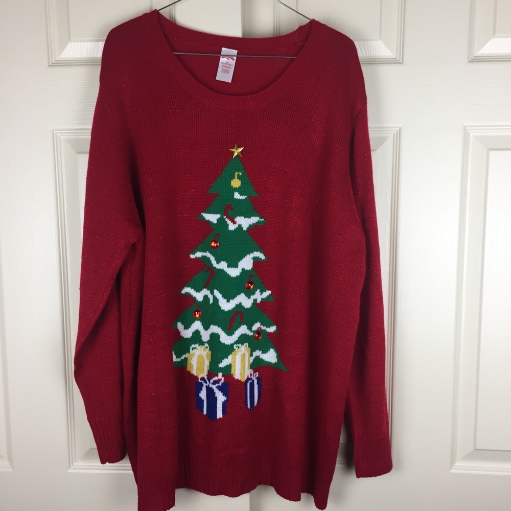 Christmas Shimmer Tree Embellished Holiday Sweater